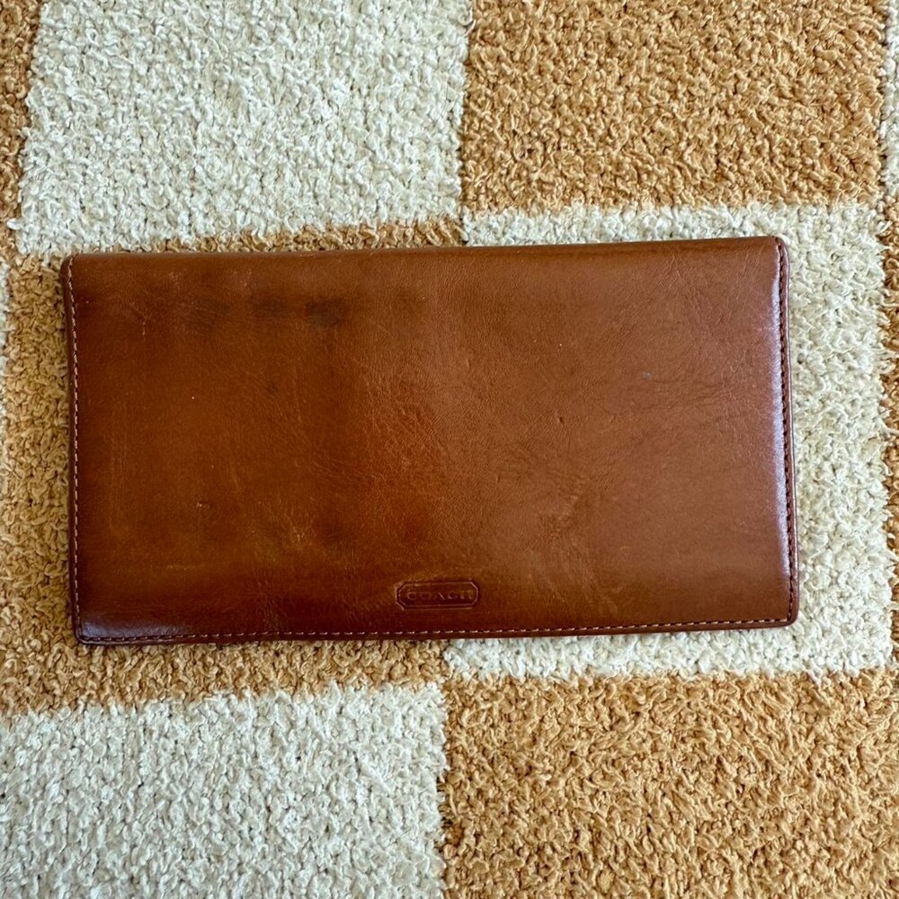 COACH BROWN LEATHER CARD HOLDER WALLET